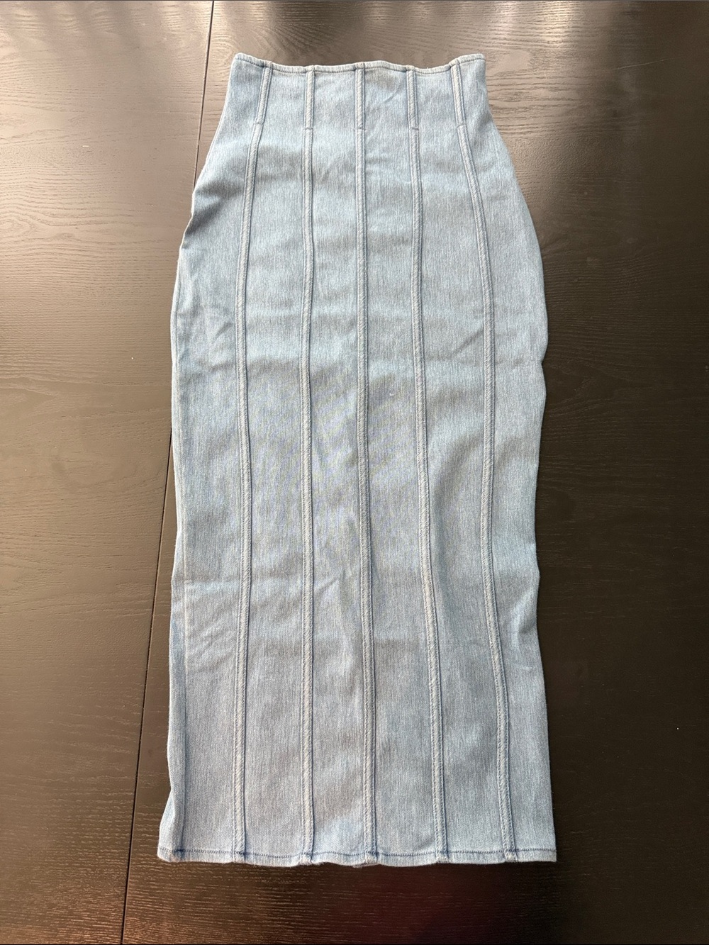 JLUX Label - Light Blue Ribbed Knit Midi Skirt